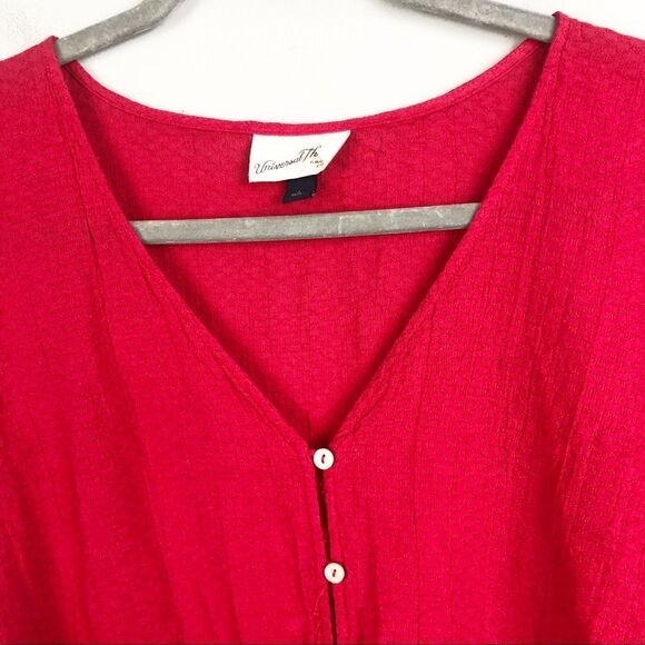 UNIVERSAL THREAD | Tie Detail Button Front Short Sleeve Red Top Women’s Size L - Picture 2 of 9